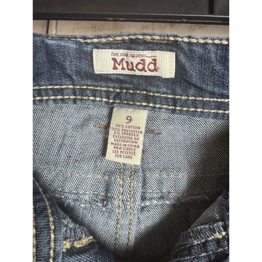 Mudd Low Rise Straight Blue Jeans Women's Size 9 Ripped Embroidered Aztec Desert - Picture 7 of 7